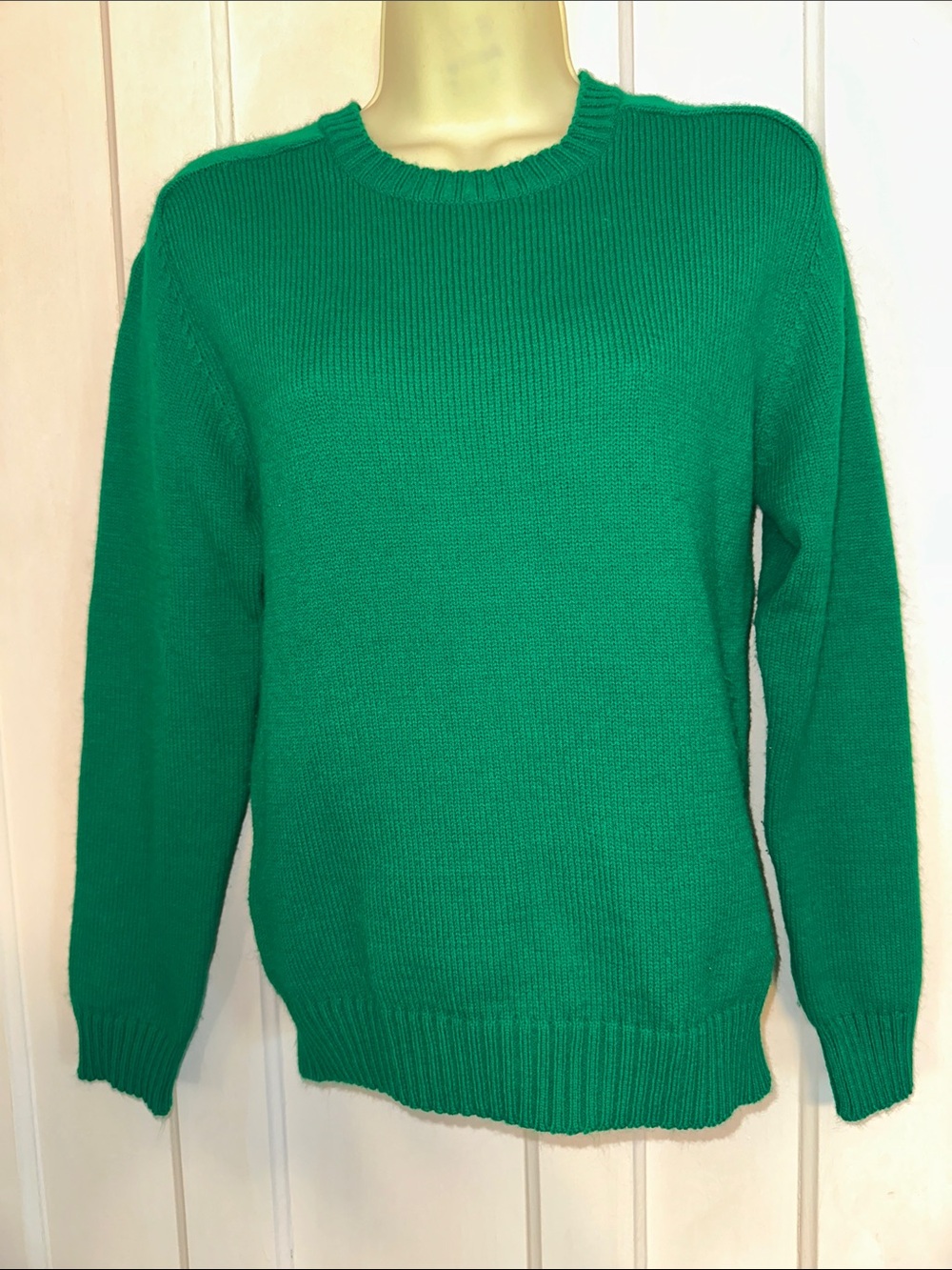 Vtg 70s/80s Hallelujah Brand Crewneck Kelly Green Acrylic Long Sleeve Sweater